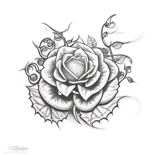 horizontal ivy leaf vines, climbing roses, trumpet vine, lonicera tattoo design idea