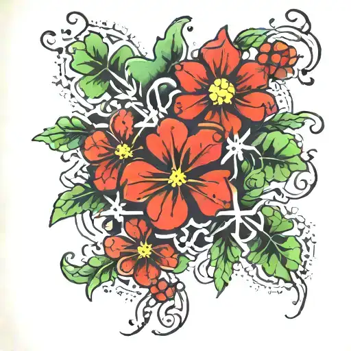 snowflakes and four leaf clovers tattoo design idea
