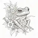 Taino coqui frog with flower and cross necklace wrapped around  tattoo design idea