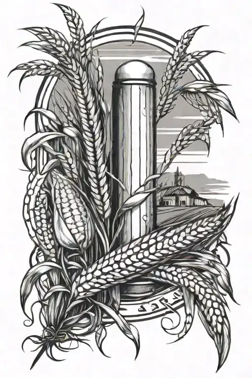 Farm, wheat, corn, tattoo sleeve tattoo design idea
