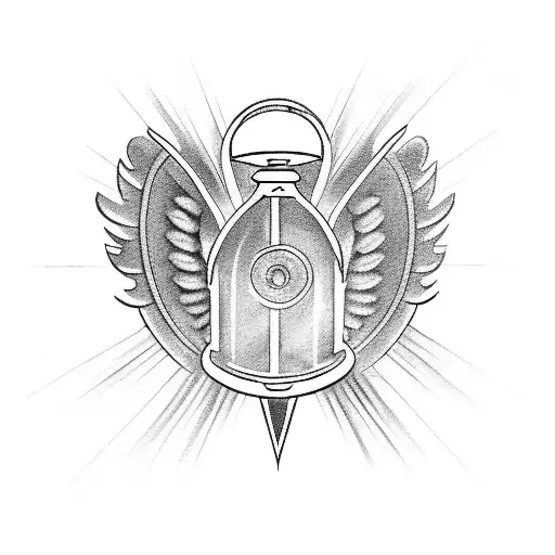 slot machine with three 7s, halo , and angel wings tattoo design idea
