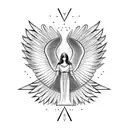 Angel with wing and halo, number 7 in a triangle tattoo design idea