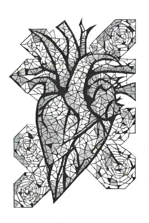 mosaic broken heart tattoo design idea