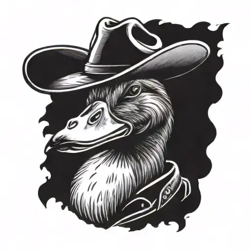 cowboy duck tattoo design idea