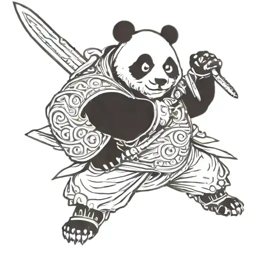 Panda Samurai warrior tattoo design idea