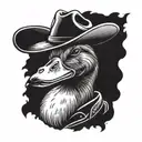 cowboy duck tattoo design idea