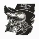 cowboy duck tattoo design idea