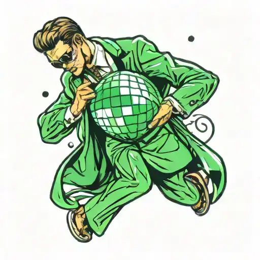 Disco Ball, green suit jacket on it tattoo design idea