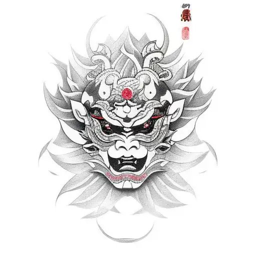 Hannya mask Cherry Blossom tattoo design idea