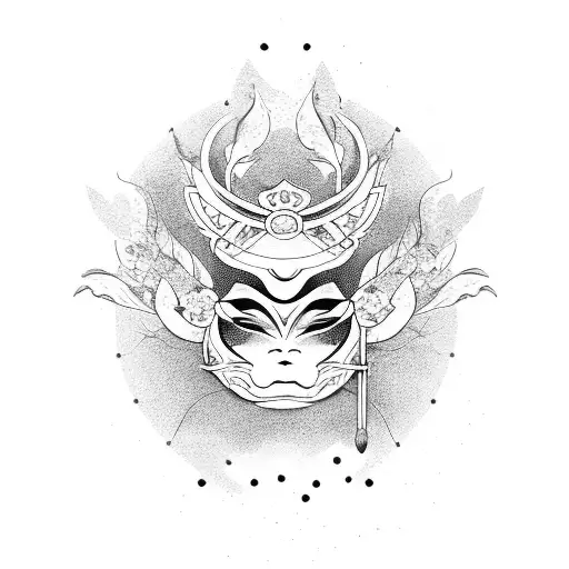 Cherry Blossom Tree geisha hannya mask tattoo design idea