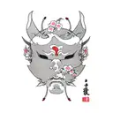 Cherry Blossom Tree geisha hannya mask tattoo design idea