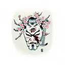 Cherry Blossom Tree geisha hannya mask tattoo design idea