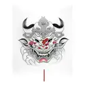 Hannya mask Cherry Blossom tattoo design idea