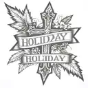 a shoulder tattoo that includes a cross in the background with the name holiday across the front tattoo design idea