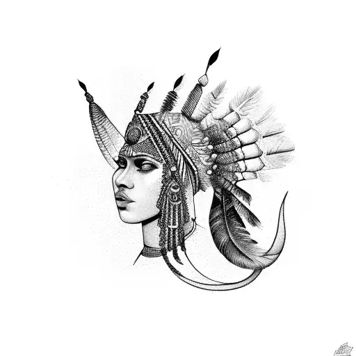 The three of life with indian and african espects tattoo design idea