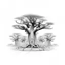 Mix of The Baobab tree, Yggdrasil, Kalpavriksha and Acacia Tree of Life tattoo design idea