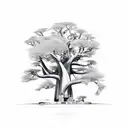 Mix of The Baobab tree, Yggdrasil, Kalpavriksha and Acacia Tree of Life tattoo design idea