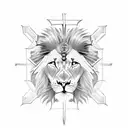 Christian Cross and lion tattoo design idea