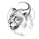 Christian Cross and lion tattoo design idea