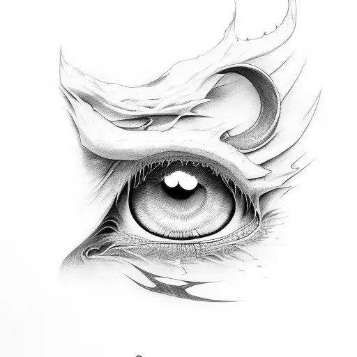 a lot of Eyes, bloodborne, anime, sharp and long stripes, tattoo design idea