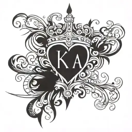 crown with the names Aaron, Jordan, Brandon, Kylene and Alexia added in tattoo design idea