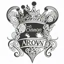 crown with the names Aaron, Jordan, Brandon, Kylene and Alexia added in tattoo design idea