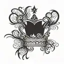 crown with the names Aaron, Jordan, Brandon, Kylene and Alexia added in tattoo design idea