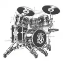 Combine elements of aircraft and drum set in a surreal and abstract design for a unique sleeve tattoo tattoo design idea