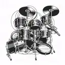 Combine elements of aircraft and drum set in a surreal and abstract design for a unique sleeve tattoo tattoo design idea
