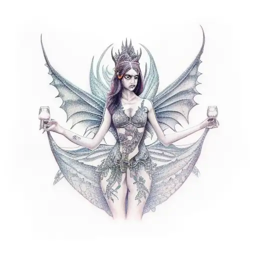 Dragon fairy queen tattoo design idea