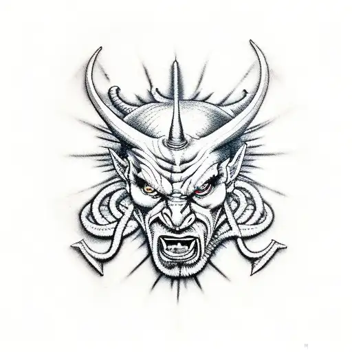 Satan with a cross tattoo design idea