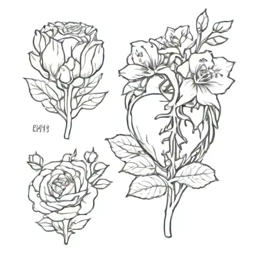 Anatomical heart Bandaid  March birth flower May birth flower  June birth flower  July birth flower  August birth flower tattoo design idea