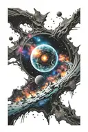 galaxy background with black hole tattoo design idea