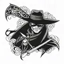 zorro from one piece anime tattoo design idea