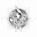 an astronaut is at dark side of the moon tattoo design idea