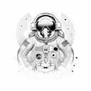 an astronaut is at dark side of the moon tattoo design idea
