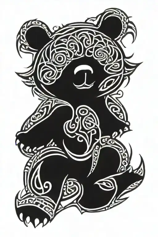 celtic tracery bear tattoo design idea