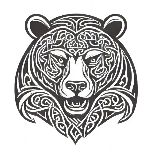 celtic tracery bear tattoo design idea