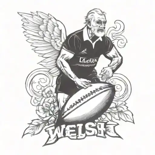 welsh rugby theme sentimental grandpa forearm tattoo with taff as name tattoo design idea
