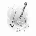 A microphone intertwined with musical notes, representing the client's love for rap and music tattoo design idea