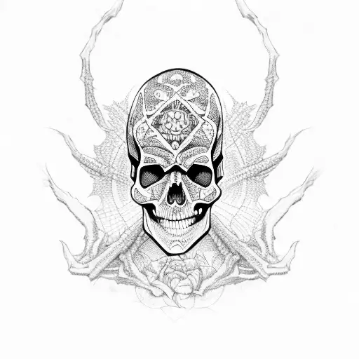 Skull and spider tattoo design idea