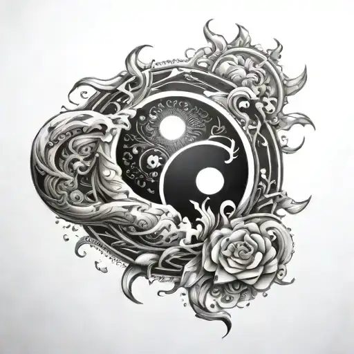 YIn-yang finex space burn night tattoo design idea