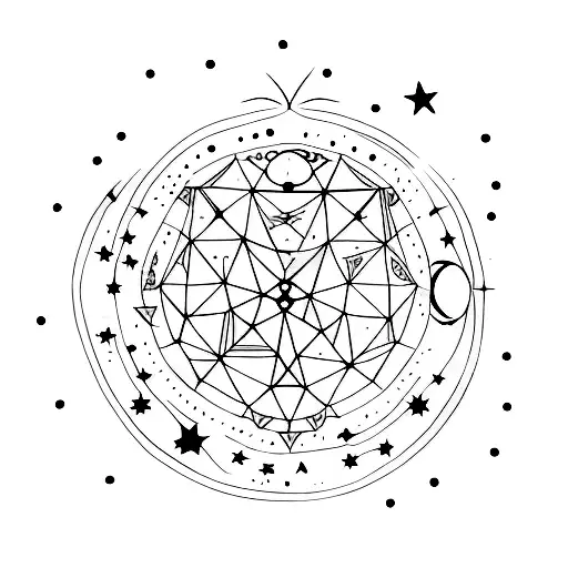 tiny stars and moons for the signs Leo and libra tattoo design idea