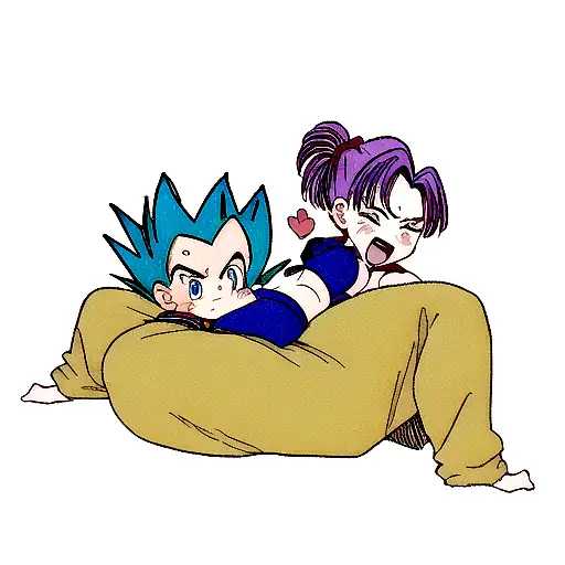 Bulma,vegeta e Trunks bebê abraçados  tattoo design idea