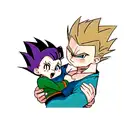 Bulma,vegeta e Trunks bebê abraçados  tattoo design idea