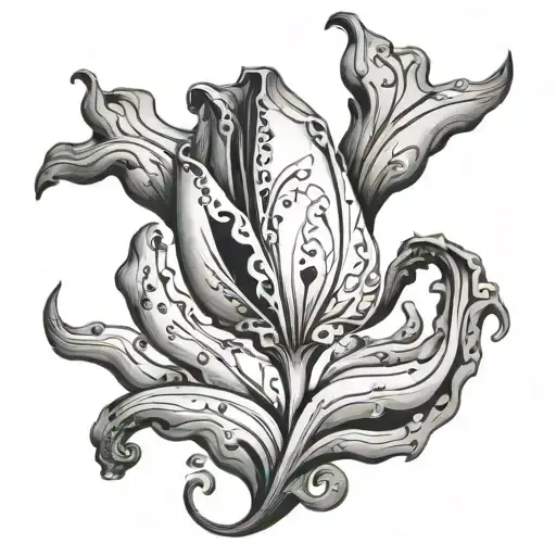 A surrealistic interpretation of a tulip inspired by Dali's melting clocks tattoo design idea