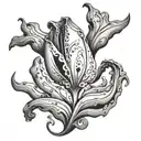 A surrealistic interpretation of a tulip inspired by Dali's melting clocks tattoo design idea