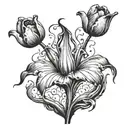 A surrealistic interpretation of a tulip inspired by Dali's melting clocks tattoo design idea