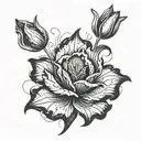 A surrealistic interpretation of a tulip inspired by Dali's melting clocks tattoo design idea