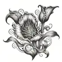 A surrealistic interpretation of a tulip inspired by Dali's melting clocks tattoo design idea